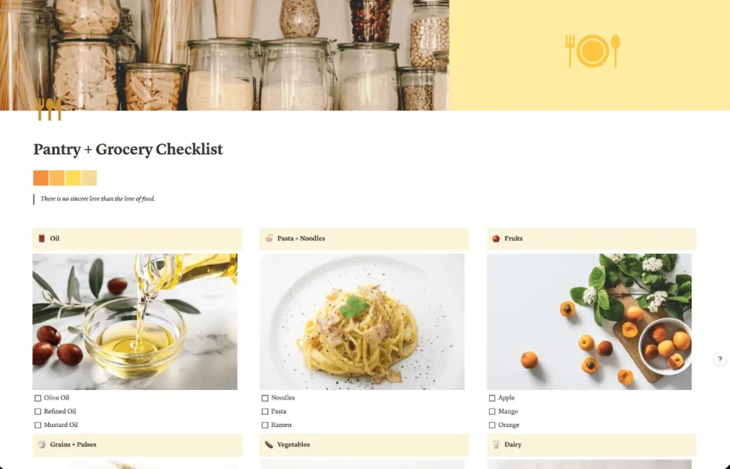 Pantry grocery checklist